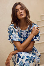 Load image into Gallery viewer, Stories Be Told Stage Puff Sleeve Floaty Maxi Dress - Blue Floral