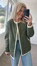 Load image into Gallery viewer, Moke Juniper Women’s Reversible Jacket - Olive Apparel > Women > Clothing > Jackets & Coats > Reversible Jackets > Moke Hyde Boutique