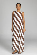 Load image into Gallery viewer, Blak Finally Here Dress - Chocolate/White Diagonal Stripe Apparel > Women > Clothing > Dresses > Maxi Dresses > Blak Hyde Boutique