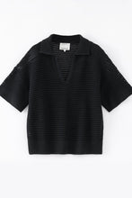 Load image into Gallery viewer, Aleger N.2305 Cotton Cashmere Blend Open Stitch Polo - Black Hyde Boutique