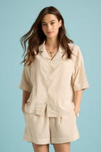 Load image into Gallery viewer, Papinelle x Karen Walker Seersucker Stripe Boxer PJ Set - Pepper/Cream Hyde Boutique