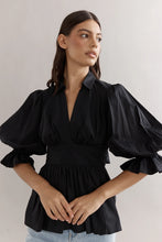 Load image into Gallery viewer, Caitlin Crisp Elena Blouse - Black Poplin