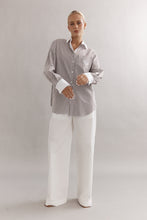 Load image into Gallery viewer, Caitlin Crisp Varsity Shirt - Mocha Stripe Hyde Boutique