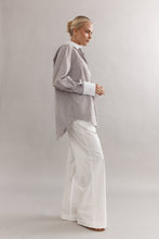 Load image into Gallery viewer, Caitlin Crisp Varsity Shirt - Mocha Stripe Hyde Boutique