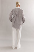 Load image into Gallery viewer, Caitlin Crisp Varsity Shirt - Mocha Stripe Hyde Boutique