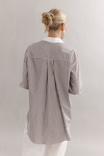 Load image into Gallery viewer, Caitlin Crisp Varsity Shirt - Mocha Stripe Hyde Boutique