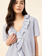 Load image into Gallery viewer, Papinelle Elani Cotton SS Top - Blue Stripe