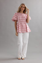Load image into Gallery viewer, Caitlin Crisp Sofia Blouse - Berry Plaid Caitlin Crisp