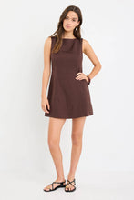Load image into Gallery viewer, Among The Brave Venice Boat Neck Fitted Mini Dress - Chocolate Hyde Boutique