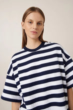 Load image into Gallery viewer, Kowtow Oversized Boxy Tee - Navy White Stripe Apparel > Women > Clothing > Tops > T-Shirts > Kowtow Kowtow