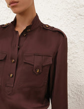 Load image into Gallery viewer, Zimmermann Utility Shirt - Chocolate Apparel > Women > Clothing > Shirts & Tops > Shirts > Button-Up Shirts > Zimmermann Hyde Boutique