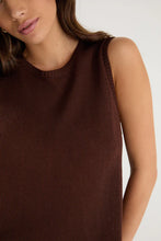 Load image into Gallery viewer, Among The Brave Salute Relaxed Sleeveless Knit Tank Top - Chocolate Hyde Boutique
