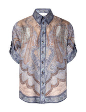 Load image into Gallery viewer, Zimmermann Wanderlust Short Sleeve Shirt - Tapestry Blue Multi ARRIVING 15 NOV