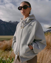 Load image into Gallery viewer, Karen Walker Rocking Horse Cropped Oversized Hoodie - Grey Marle/Ecru Hyde Boutique