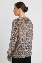 Load image into Gallery viewer, Among The Brave Bohemian Leopard Georgette LS Frill Front Top - Leopard Georgette Hyde Boutique