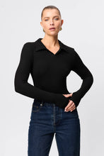 Load image into Gallery viewer, Mossman Florence Polo - Black Apparel > Women > Clothing > Tops > Long Sleeve Tops > Polo Tops > Mossman Hyde Boutique