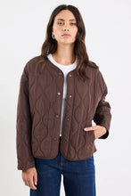 Load image into Gallery viewer, Stories Be Told Apex Collarless Puffer Jacket - Chocolate Apparel > Women > Clothing > Outerwear > Coats & Jackets > Puffer Jackets > Stories Be Told Hyde Boutique