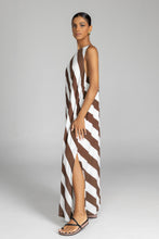 Load image into Gallery viewer, Blak Finally Here Dress - Chocolate/White Diagonal Stripe Apparel > Women > Clothing > Dresses > Maxi Dresses > Blak Hyde Boutique