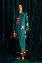 Load image into Gallery viewer, Alémais Rosette Silk Midi Dress - Teal Hyde Boutique