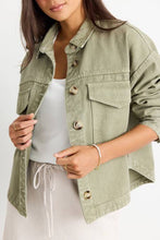 Load image into Gallery viewer, Among The Brave Echo Patch Pocket Denim Jacket - Khaki Hyde Boutique