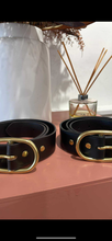 Load image into Gallery viewer, Deadly Ponies Wide Belt Oval - Black/Brass Belts Deadly Ponies