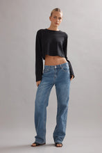 Load image into Gallery viewer, Caitlin Crisp Club CC Long Sleeve Cropped Tee - Black