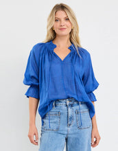 Load image into Gallery viewer, Among The Brave Expedition Ramie Shirred Neck Top - Blue Hyde Boutique