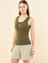 Load image into Gallery viewer, Papinelle x Karen Walker Runaway Girl Rib Shelf Bra Tank - Olive
