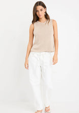 Load image into Gallery viewer, Among The Brave Salute Relaxed Sleeveless Knit Tank Top - Sand Hyde Boutique