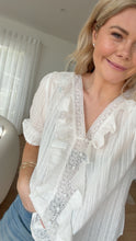 Load image into Gallery viewer, Drama The Label Short Sleeve Amelia Blouse - Natural Stripe Apparel > Women > Clothing > Tops > Blouses & Shirts > Drama The Label Hyde Boutique