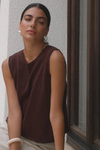 Load image into Gallery viewer, Among The Brave Salute Relaxed Sleeveless Knit Tank Top - Chocolate Hyde Boutique