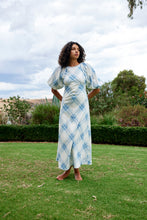 Load image into Gallery viewer, Aston Studio Lucinda Dress - Cerulean Plaid Apparel > Women > Clothing > Dresses > Maxi Dresses > Aston Studio Hyde Boutique