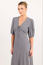 Load image into Gallery viewer, Among The Brave Accolade Mid Sleeve Tie Detail Midi Dress - Black White Mini Gingham Hyde Boutique