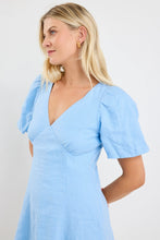 Load image into Gallery viewer, Among The Brave Adelaide Linen Puff Sleeve Panelled Mini Dress - Sky Blue Hyde Boutique