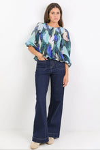 Load image into Gallery viewer, Among The Brave Assent Shirred Long Sleeve Top - Blue Abstract Print Arriving Soon