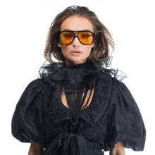 Load image into Gallery viewer, Valley Eyewear Bang - Gloss Black w. Gold Metal Trim/Orange Lens Hyde Boutique