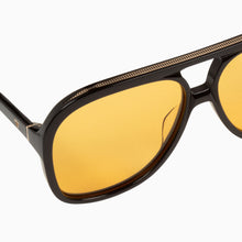 Load image into Gallery viewer, Valley Eyewear Bang - Gloss Black w. Gold Metal Trim/Orange Lens Hyde Boutique