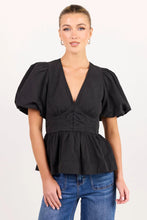 Load image into Gallery viewer, Among The Brave Beloved Poplin Stretch Back Top - Black Hyde Boutique
