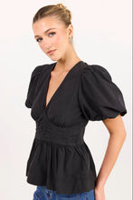 Load image into Gallery viewer, Among The Brave Beloved Poplin Stretch Back Top - Black Hyde Boutique