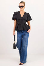 Load image into Gallery viewer, Among The Brave Beloved Poplin Stretch Back Top - Black Hyde Boutique