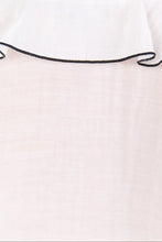 Load image into Gallery viewer, Stories Be Told Bohemian Sheer Frill Front Blouse - Ivory Black Trim