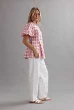 Load image into Gallery viewer, Caitlin Crisp Sofia Blouse - Berry Plaid Caitlin Crisp