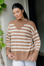 Load image into Gallery viewer, Caitlin Crisp Rupert Knit - Tan Stripe  Hyde Boutique