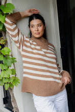 Load image into Gallery viewer, Caitlin Crisp Rupert Knit - Tan Stripe  Hyde Boutique