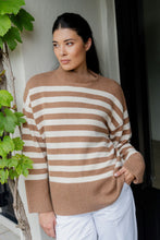 Load image into Gallery viewer, Caitlin Crisp Rupert Knit - Tan Stripe  Hyde Boutique