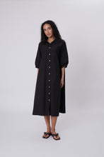 Load image into Gallery viewer, Marlow Cascade Shirt Dress - Black Hyde Boutique