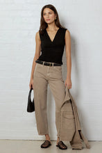 Load image into Gallery viewer, Stories be Told Idolise Taupe Stretch Soft Barrel Jean Arriving Friday