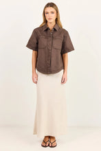Load image into Gallery viewer, Stories be Told Crucial Denim Short Sleeve Shacket - Mocha Arriving Thursday
