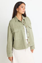 Load image into Gallery viewer, Among The Brave Echo Patch Pocket Denim Jacket - Khaki Hyde Boutique
