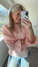 Load image into Gallery viewer, Among The Brave Occasion Shirred Neck Top - Blush Apparel > Women > Clothing > Tops > Short Sleeve Tops > Ivy Jack Hyde Boutique